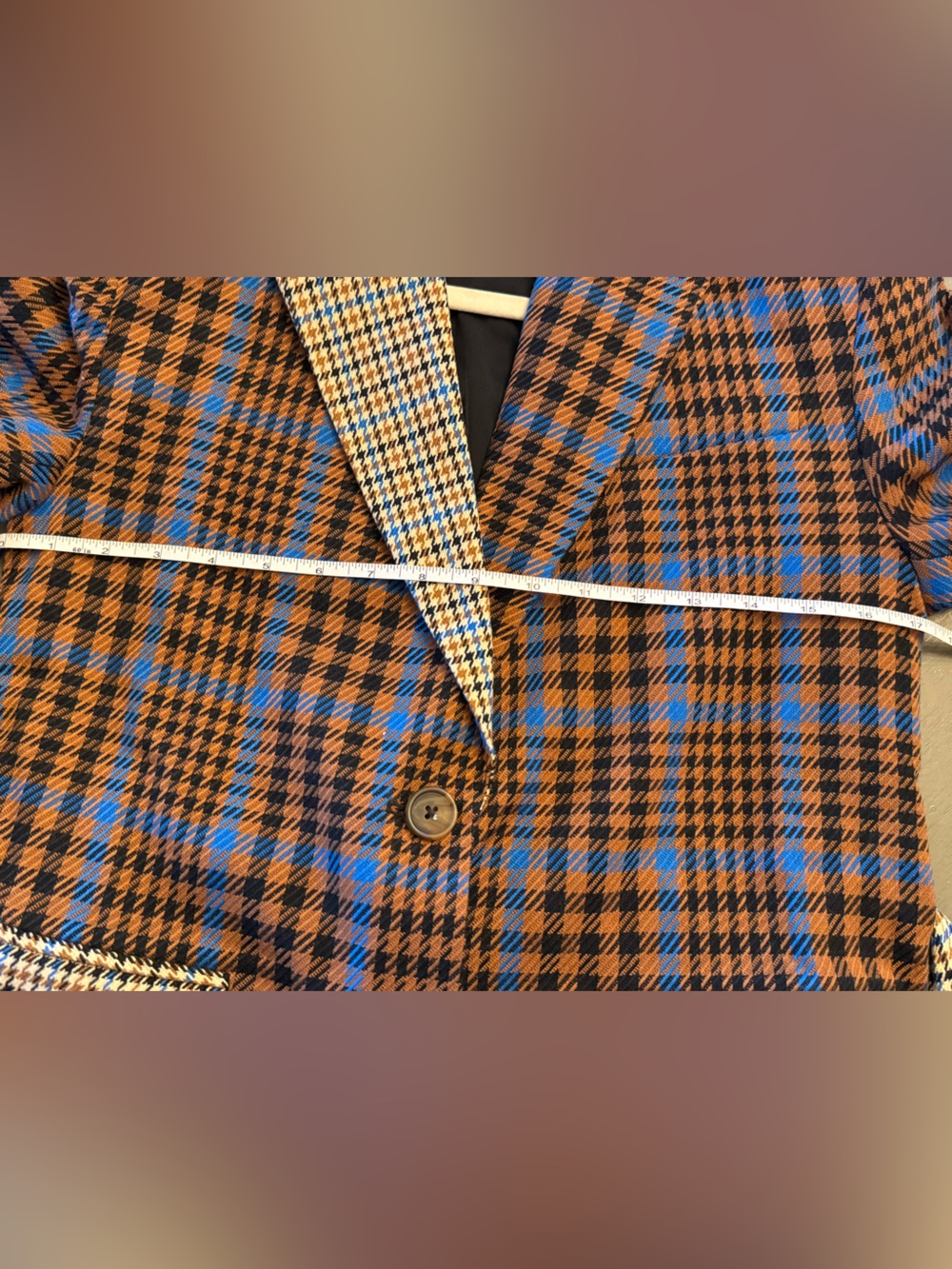 Plaid Blazer with Houndstooth Trim size XXS but fits like a SMALL - Picture 6 of 7